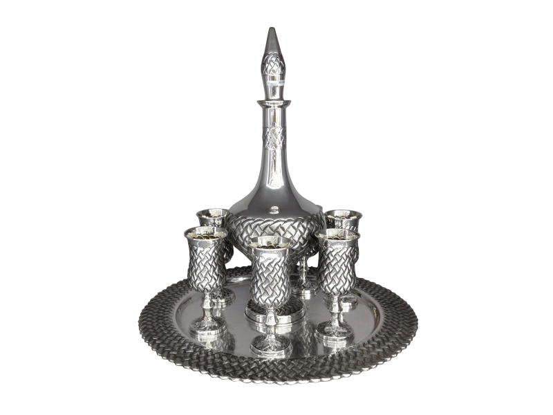 Leğen İbrik Çeşmi Bülbül Tabaklı Sürahi - Hasır Kakmalı Şerbetlik